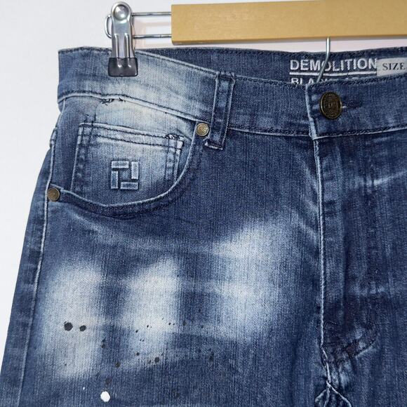 Demolition distressed blue jeans waist size 32 - Picture 4 of 7